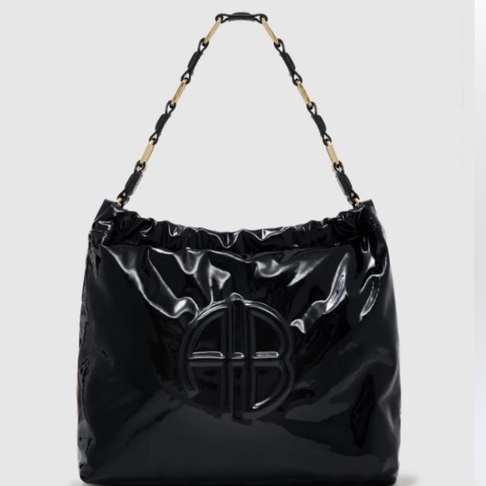 Anine Bing Kate Shoulder Bag in Black Patent